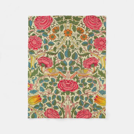 William Morris Rose Floral Chintz Pink Fleecedecke (Vorderseite)