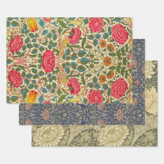 William Morris Rose Floral Chintz Pink Geschenkpapier Set (Set)