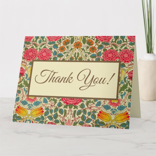 William Morris Rose Floral Chintz Pink Karte (Vorderseite)