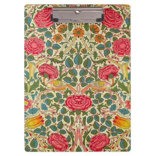 William Morris Rose Floral Chintz Pink Klemmbrett (Vorderseite)