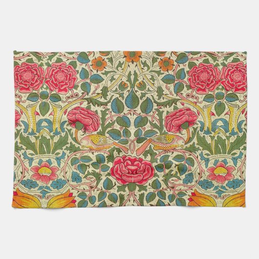 William Morris Rose Floral Chintz Pink Küchentuch (Horizontal)