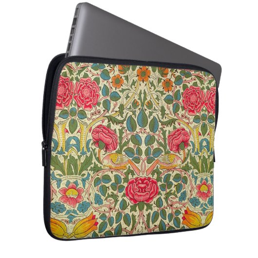 William Morris Rose Floral Chintz Pink Laptopschutzhülle (Vorne Rechts)