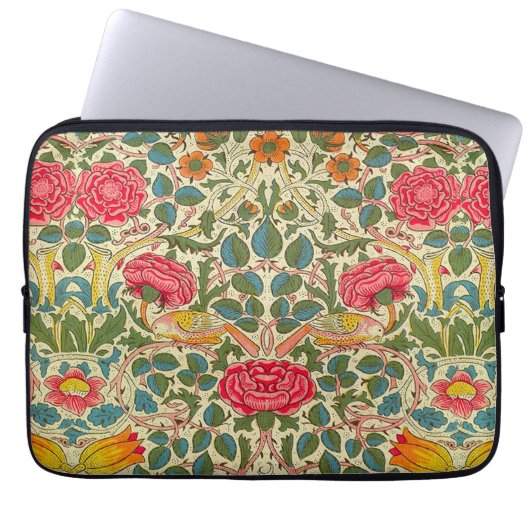William Morris Rose Floral Chintz Pink Laptopschutzhülle (Vorderseite)