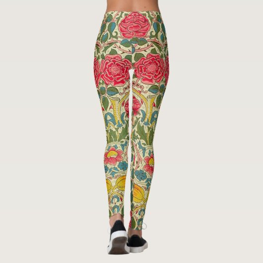 William Morris Rose Floral Chintz Pink Leggings (Rückseite)