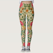 William Morris Rose Floral Chintz Pink Leggings (Vorderseite)