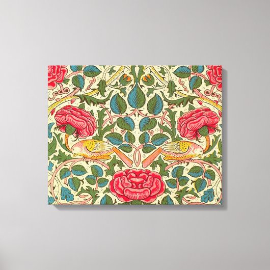 William Morris Rose Floral Chintz Pink Leinwanddruck (Vorderseite)