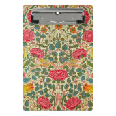 William Morris Rose Floral Chintz Pink Mini Klemmbrett (Vorderseite)
