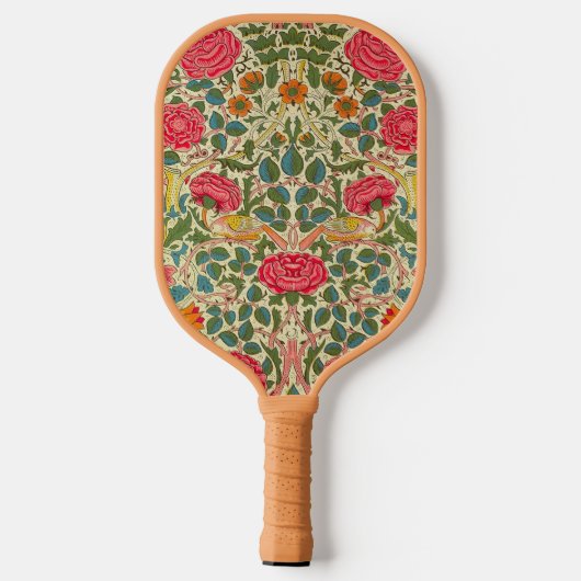 William Morris Rose Floral Chintz Pink Pickleball Schläger (Rückseite)