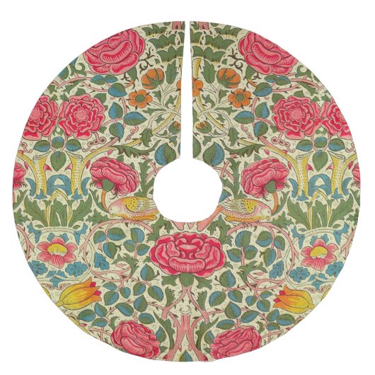 William Morris Rose Floral Chintz Pink Polyester Weihnachtsbaumdecke (Vorderseite)