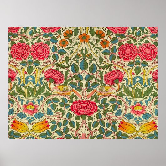 William Morris Rose Floral Chintz Pink Poster (Vorne)