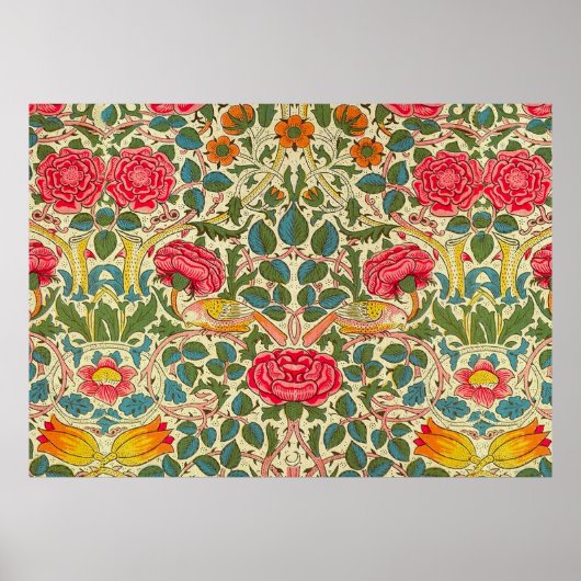 William Morris Rose Floral Chintz Pink Poster (Vorne)