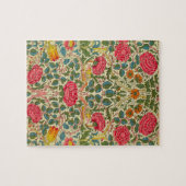 William Morris Rose Floral Chintz Pink Puzzle (Horizontal)