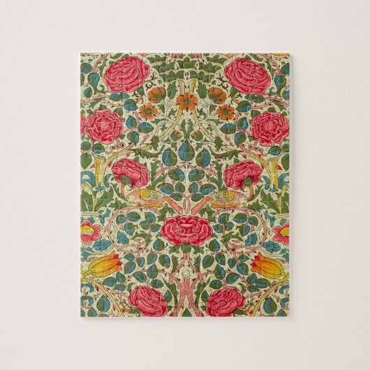 William Morris Rose Floral Chintz Pink Puzzle (Vertikal)