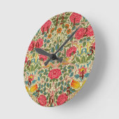William Morris Rose Floral Chintz Pink Runde Wanduhr (Winkel)