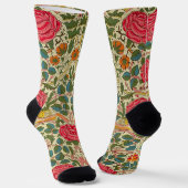 William Morris Rose Floral Chintz Pink Socken (Gewinkelt)