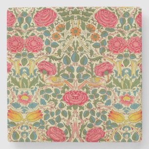 William Morris Rose Floral Chintz Pink Steinuntersetzer