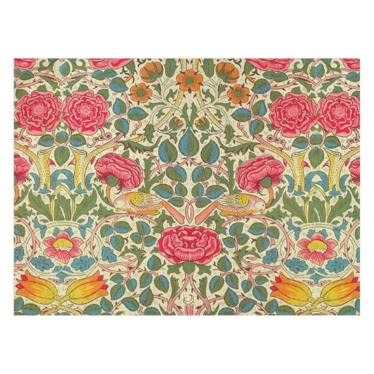 William Morris Rose Floral Chintz Pink Tischdecke (Vorderseite (Horizontal))