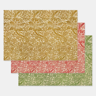 William Morris Rose & Thistle Blumengoldenrot Geschenkpapier Set