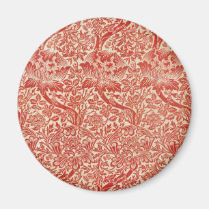William Morris Rose & Thistle Blumenschmuck Rot Magnet