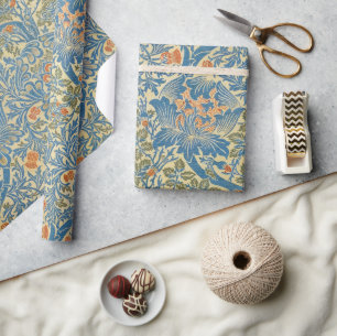 William Morris Rose & Thistle Floral Blue Geschenkpapier