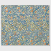 William Morris Rose & Thistle Floral Blue Geschenkpapier (Flach)