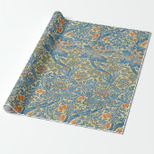 William Morris Rose & Thistle Floral Blue Geschenkpapier (Ungerollt)