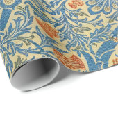 William Morris Rose & Thistle Floral Blue Geschenkpapier (Rolleneckpunkt)