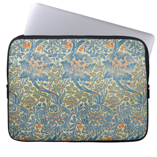 William Morris Rose & Thistle Floral Blue Laptopschutzhülle (Vorderseite)
