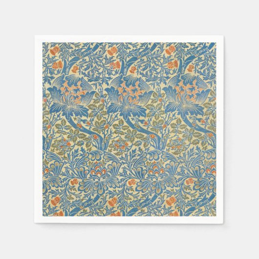 William Morris Rose & Thistle Floral Blue Serviette (Vorderseite)
