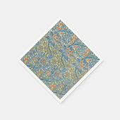 William Morris Rose & Thistle Floral Blue Serviette (Ecke)