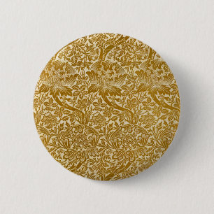 William Morris Rose & Thistle Floral Golden Button
