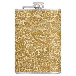 William Morris Rose & Thistle Floral Golden Flachmann