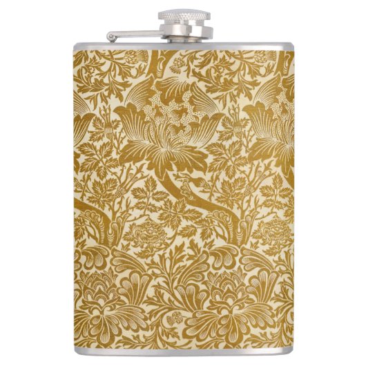 William Morris Rose & Thistle Floral Golden Flachmann (Vorderseite)