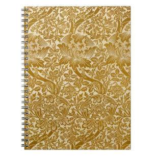 William Morris Rose & Thistle Floral Golden Notizblock