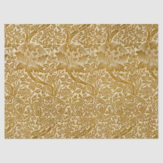 William Morris Rose & Thistle Floral Golden Seidenpapier (Vorderseite)