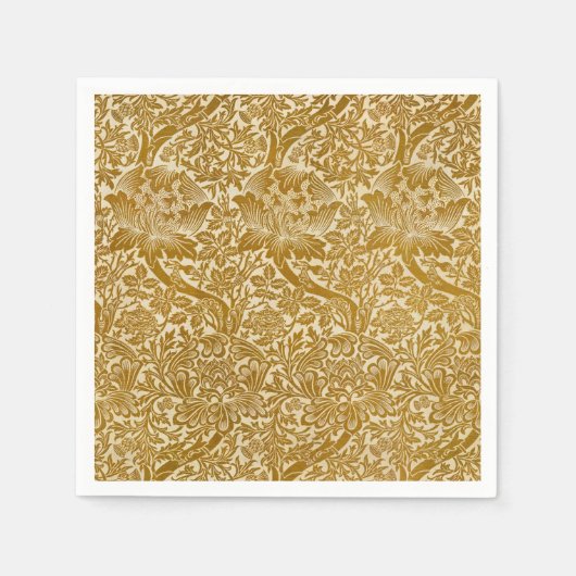 William Morris Rose & Thistle Floral Golden Serviette (Vorderseite)