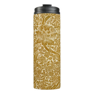 William Morris Rose & Thistle Floral Golden Thermosbecher