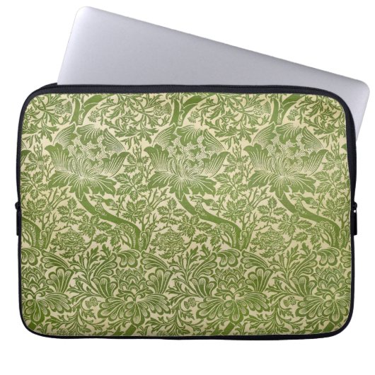William Morris Rose & Thistle Floral Green Laptopschutzhülle (Vorderseite)
