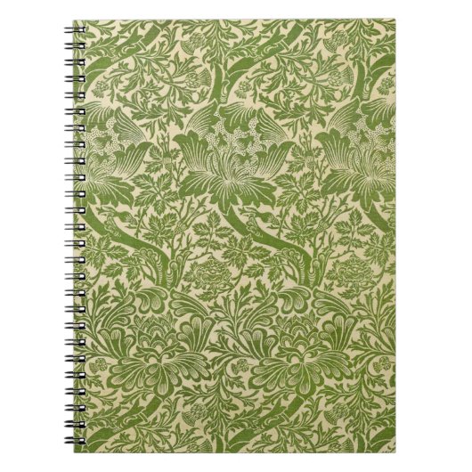William Morris Rose & Thistle Floral Green Notizblock (Vorderseite)