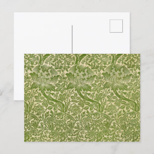 William Morris Rose & Thistle Floral Green Postkarte
