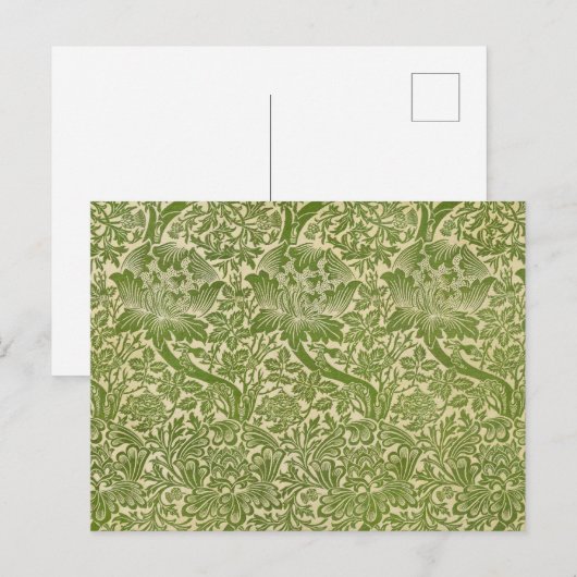 William Morris Rose & Thistle Floral Green Postkarte (Vorne/Hinten)