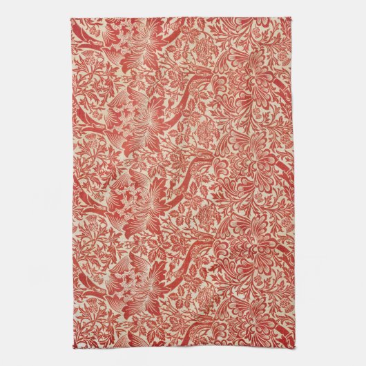 William Morris Rose & Thistle Floral Red Geschirrtuch (Vertikal)