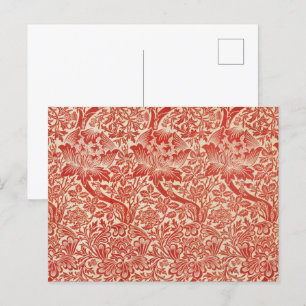 William Morris Rose & Thistle Floral Red Postkarte