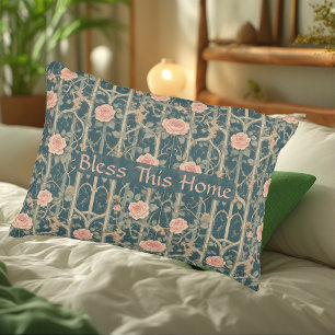 William Morris Rose Trellis Segne Dieses Zuhause F Dekokissen