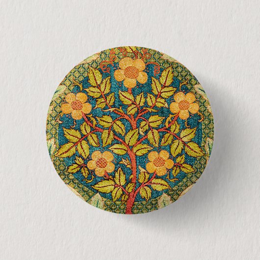William Morris Rose Wreath: Klassische Künste und Button (Vorderseite)