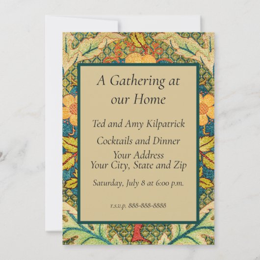 William Morris Rose Wreath: Klassische Künste und Einladung (Rückseite)