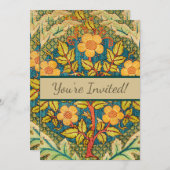 William Morris Rose Wreath: Klassische Künste und Einladung (Vorne/Hinten)