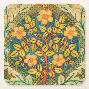 William Morris Rose Wreath: Klassische Künste und  Rechteckiger Pappuntersetzer