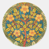 William Morris Rose Wreath: Klassische Künste und Runder Aufkleber (Vorderseite)