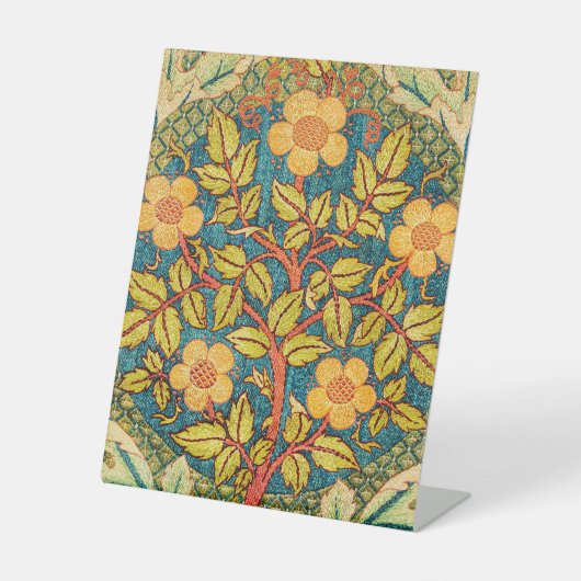 William Morris Rose Wreath: Klassische Künste und Sockelschild (Vorderseite)